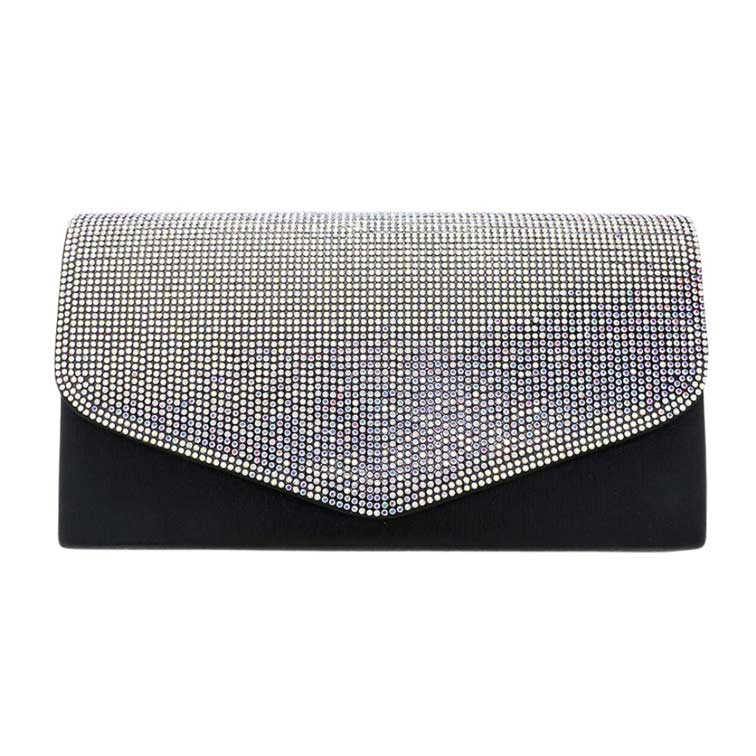 AB Black Bling Rectangle Evening Clutch Crossbody Bag, Perfect for carrying makeup, money, credit cards, keys or coins, and many more things. It features a detachable shoulder chain & clasp closure that makes your life easier and trendier. Perfect gift ideas for a Birthday, Holiday, Christmas, Anniversary, Valentine's Day, etc