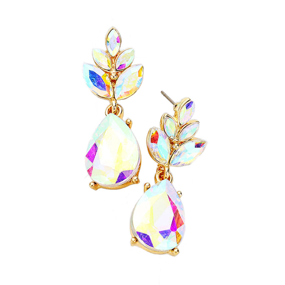 AB Gold Crystal Teardrop Cluster Vine Evening Earrings, wear over your favorite tops and dresses this season! A timeless treasure designed to add a gorgeous stylish glow to any outfit style. This piece is versatile and goes with practically anything! Fabulous Christmas Gift, Birthday Gift, Mother's Day, Loved one gift.