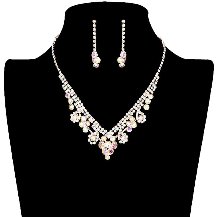 AB Gold Round Crystal Rhinestone Collar Necklace, get ready with this crystal rhinestone necklace to receive the best compliments on any special occasion. This classy rhinestone necklace is perfect for parties, weddings, and evenings. Awesome gift for birthdays, anniversaries, Valentine‚Äö√Ñ√¥s Day, or any special occasion.