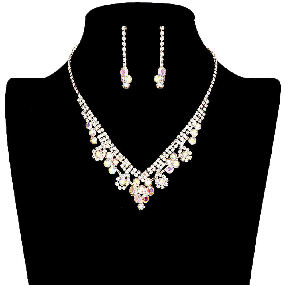 AB Gold Round Crystal Rhinestone Collar Necklace, get ready with this crystal rhinestone necklace to receive the best compliments on any special occasion. This classy rhinestone necklace is perfect for parties, weddings, and evenings. Awesome gift for birthdays, anniversaries, Valentine’s Day, or any special occasion.