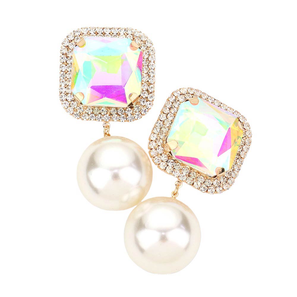 Yellow Square Stone Pearl Link Dangle Evening Clip on Earrings, make a fashionable addition to any ensemble. Crafted with a unique square stone and pearl link, these eye-catching earrings are perfect for any formal or special occasion. These clip-on earrings offer a secure fit and ensure complete comfort throughout the night.