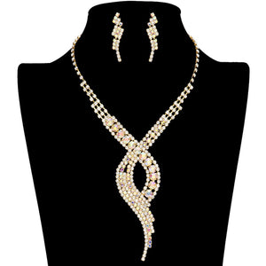 AB Gold Swirl Rhinestone Pave Necklace, get ready with this swirl rhinestone pave necklace to receive the best compliments on any special occasion. These classy swirl rhinestone pave necklaces are perfect for parties, weddings, and evenings. Awesome gift for birthdays, anniversaries, Valentine’s Day, or any special occasion.