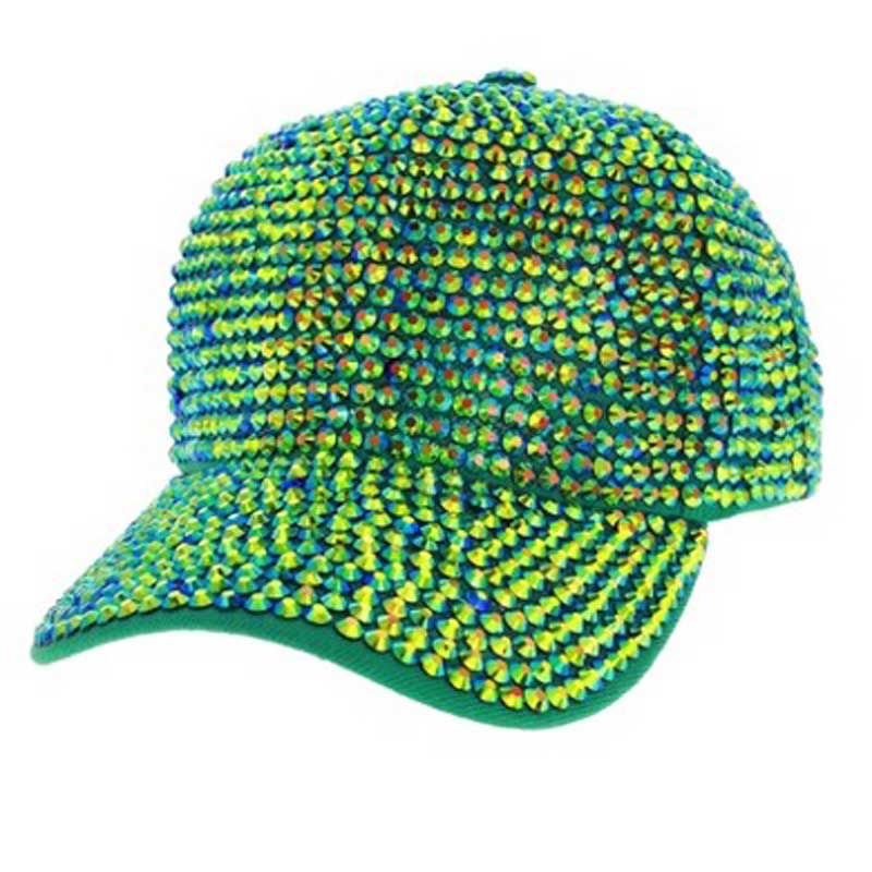 AB Green Rhinestone Embellished Glitter Stone Shimmer Baseball Cap, comfy cap great for a bad hair day, pull your ponytail thru the back opening, Keep your hair away from face while exercising, running, playing sports or just taking a walk. Perfect Birthday Gift, Mother's Day Gift, Anniversary Gift, Thank you Gift, Graduation