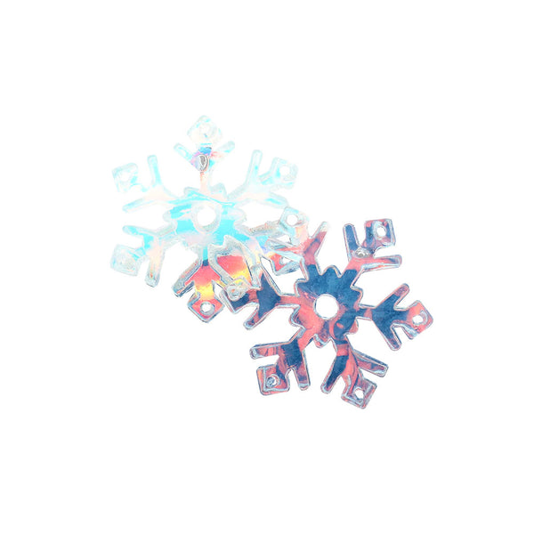 AB Hologram Snowflake Stud Earrings, these earrings feature intricate snowflake designs adorned with mesmerizing holographic accents that shimmer in the light. The perfect choice for adding a touch of winter magic to your Christmas look. It creates an enchanting atmosphere wherever you go. Ideal Christmas present.