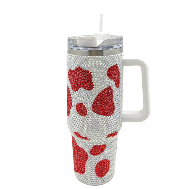 AB Red White Bling Studded 40oz Stainless Steel Tumbler is the perfect blend of style and functionality. With its studded design and large 40oz capacity, it's the ideal choice for those looking to add some bling to their daily hydration routine. Made with durable stainless steel, this tumbler will keep your drinks at the perfect temperature for hours. Say goodbye to lukewarm beverages and hello to an elevated hydration experience.