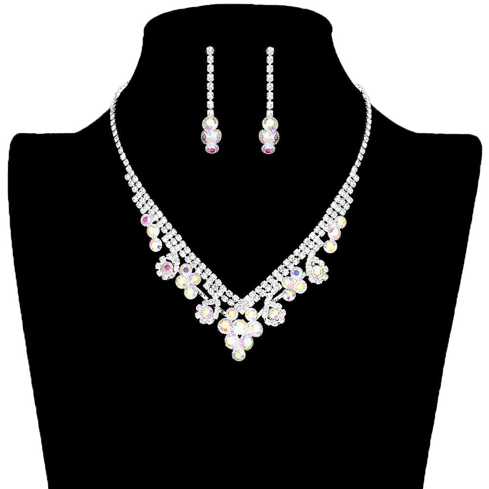 Rhodium Round Crystal Rhinestone Collar Necklace, get ready with this crystal rhinestone necklace to receive the best compliments on any special occasion. This classy rhinestone necklace is perfect for parties, weddings, and evenings. Awesome gift for birthdays, anniversaries, Valentine’s Day, or any special occasion.