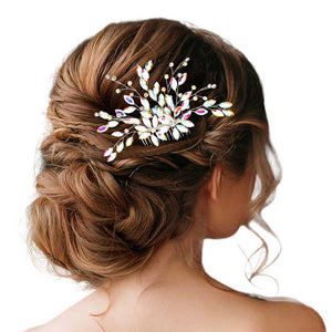 AB Silver Marquise Rhinestone Embellished Hair Comb, this striking hair comb features a marquise shape design, adorned with beautiful rhinestones to add a touch of sophistication to any look. This sensational piece features an eye-catching design that brings a glamorous touch to any ensemble. Ideal gift for any special occasion.