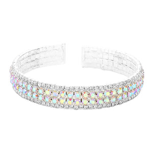 AB Silver Rhinestone Pave Cuff Evening Bracelet, this sparkling bracelet is perfect for special occasions. This evening bracelet will make any outfit exclusive. It looks so pretty, bright, and elegant on any special occasion. This is the perfect gift, especially for your friends, family, and the people you love and care about.