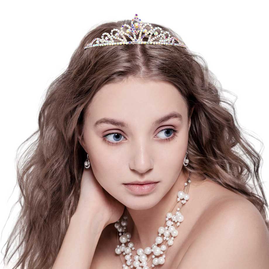 AB Silver Round Stone Pointed Princess Tiara, adds a touch of royalty to any special event. Featuring a round stone pointed design with a comfortable fit, this tiara is perfect for any princess getup on any occasion. A perfect gift for birthdays, weddings, bridal showers, Valentine's Day, and other special occasions.