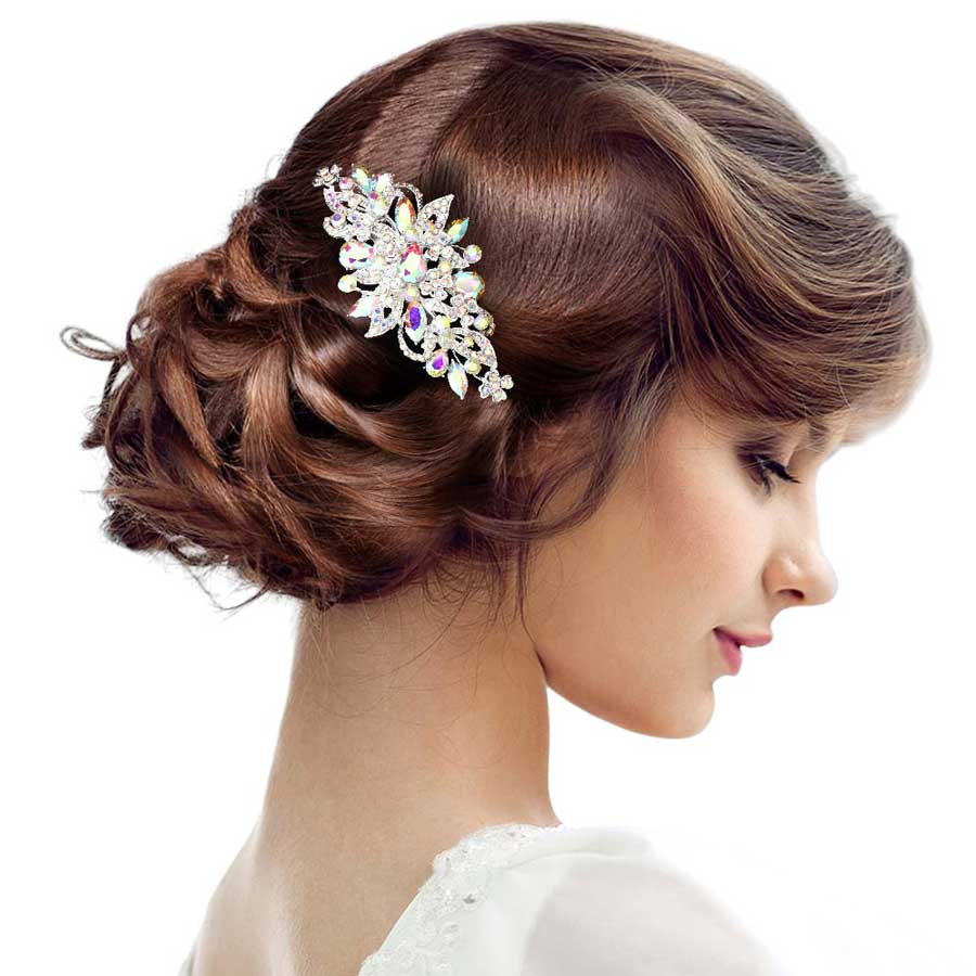 AB Silver Stone Cluster Flower Hair Comb, is an elegant hair accessory for any special occasion. The comb features a flower-shaped cluster of stones, designed to help you stand out. The comb itself is made from durable material, ensuring it will stay in place no matter what. The perfect way to accentuate any hairstyle and look.