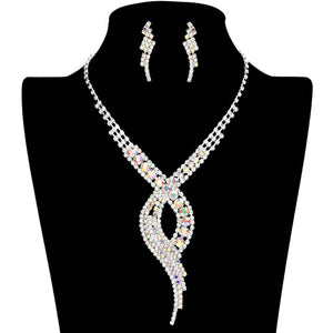 AB Silver Swirl Rhinestone Pave Necklace, get ready with this swirl rhinestone pave necklace to receive the best compliments on any special occasion. These classy swirl rhinestone pave necklaces are perfect for parties, weddings, and evenings. Awesome gift for birthdays, anniversaries, Valentine’s Day, or any special occasion.