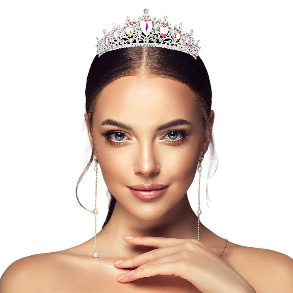 AB Silver Teardrop-Accented Princess Tiara, add a touch of elegance to your special day with this teardrop-accented princess tiara. It gives an eye-catching sparkle perfect for the occasion. These are Perfect Birthday Gifts, Anniversary Gifts, Mother's Day Gifts, and Graduation gifts.