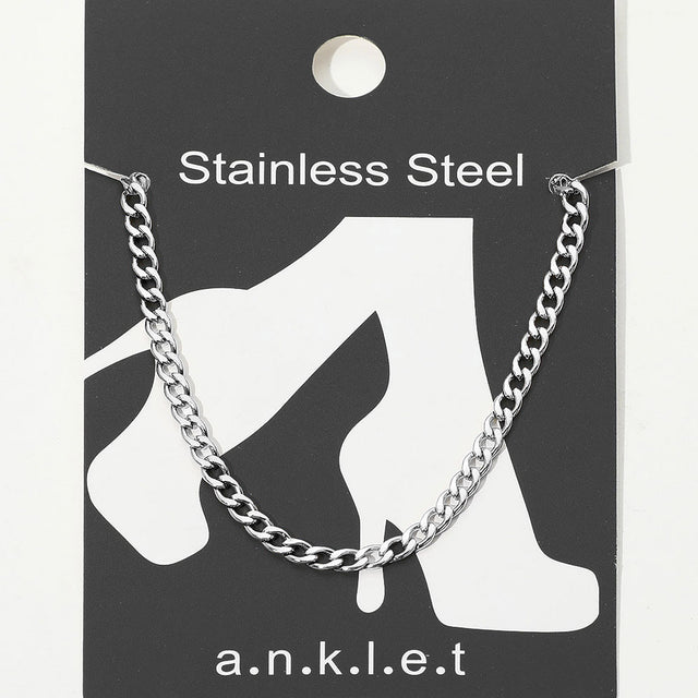Madeline Love Rhodium Stainless Steel Curb Chain Anklet - Anklets