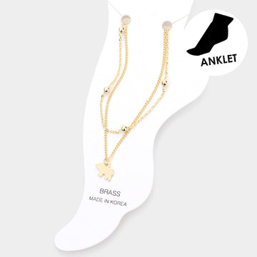 Madeline Love Gold Brass Metal Polar Bear Charm Double Layered Anklet - Anklets