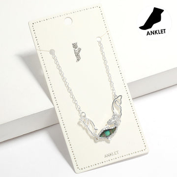 Madeline Love Abalone, Silver Abalone Dolphin Pointed Anklet - Anklets