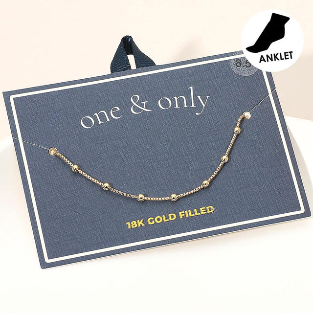 Madeline Love Gold 18K Gold Filled Dainty Beaded Station Chain Anklet