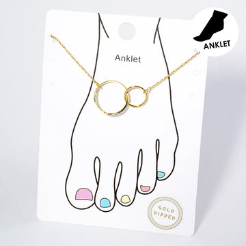 Madeline Love Gold Gold Dipped Double Ring Link Chain Anklet - Anklets