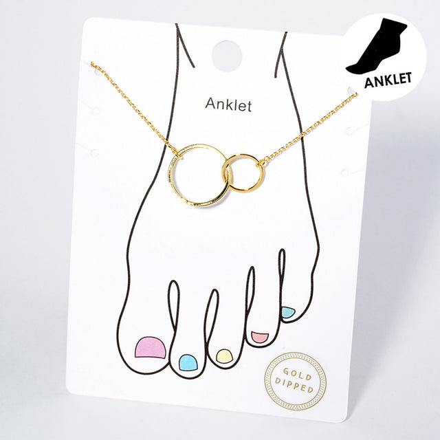 Madeline Love Gold Gold Dipped Double Ring Link Chain Anklet - Anklets