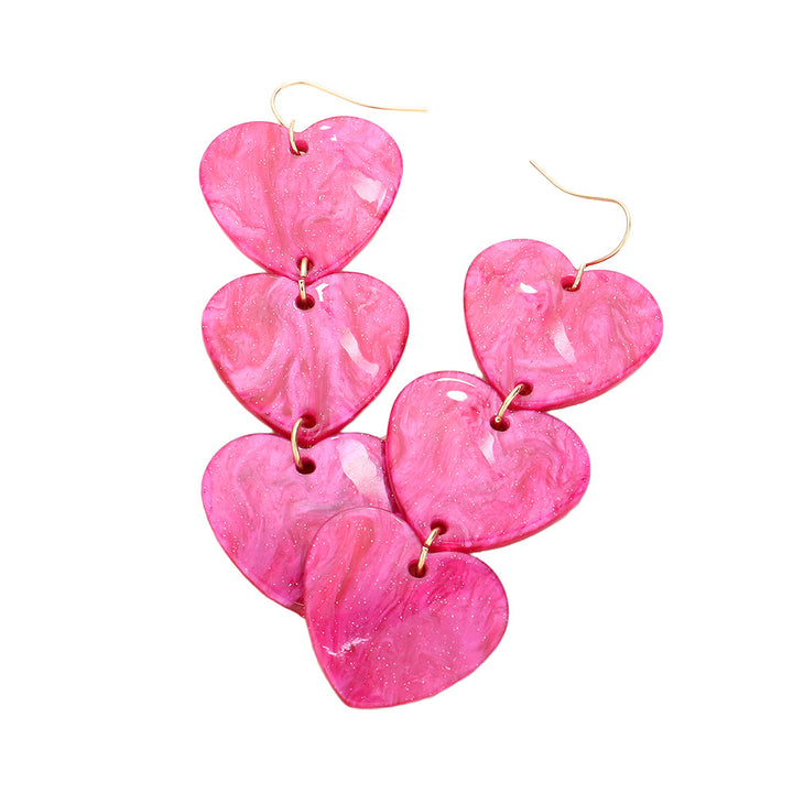 Acetate Heart Link Dropdown Earrings, Add a touch of elegance to your outfit. Made with high-quality acetate material, these earrings feature a unique heart link design that delicately dangles from your ears. Perfect for any occasion, these earrings are a must-have accessory for any jewelry collection.