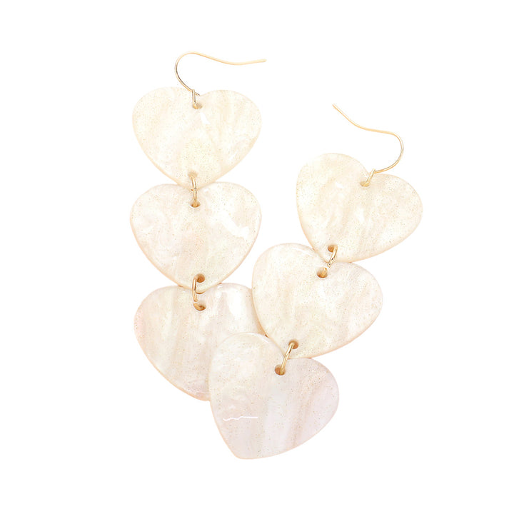 Acetate Heart Link Dropdown Earrings, Add a touch of elegance to your outfit. Made with high-quality acetate material, these earrings feature a unique heart link design that delicately dangles from your ears. Perfect for any occasion, these earrings are a must-have accessory for any jewelry collection.