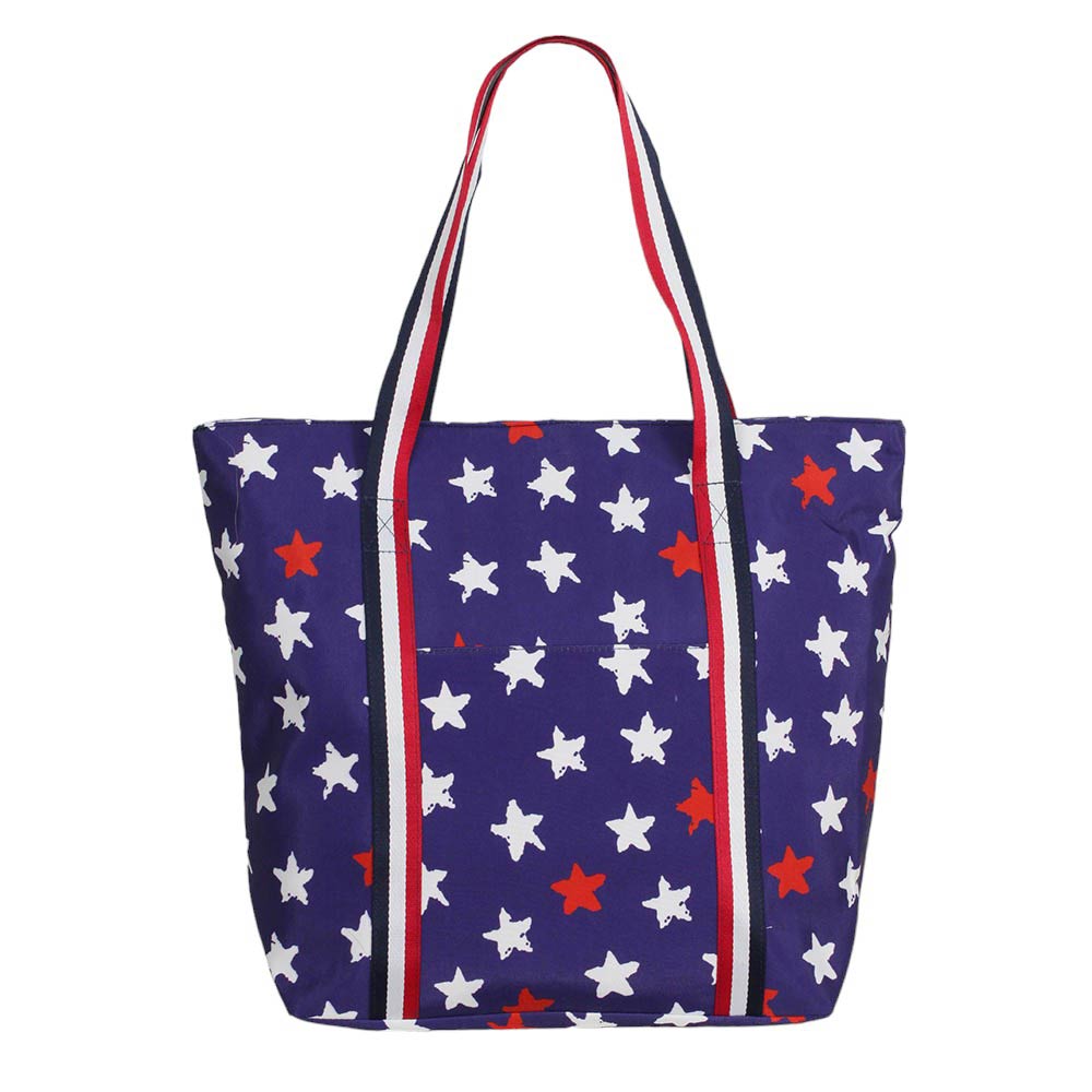 American USA Flag Star Print Tote Bag features a classic design that showcases your patriotic spirit. Made from durable materials, it offers a spacious interior for all your necessities. Perfect for everyday use or as a thoughtful gift for a fellow American. Show your love for your country with this stylish bag.