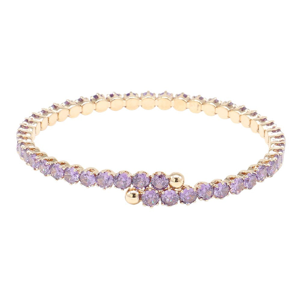 Amethyst CZ Round Cluster Evening Bracelet, is a stunning accessory that complements any ensemble to complete your special outfit. The quality craftsmanship of the bracelet ensures the stones remain securely in place for long-lasting, sparkling beauty. A perfect gift item for special occasions.