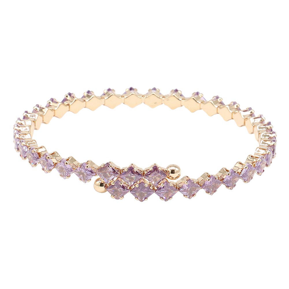 Amethyst CZ Square Cluster Evening Bracelet, is a stunning accessory that complements any ensemble to complete your special outfit. The quality craftsmanship of the bracelet ensures the stones remain securely in place for long-lasting, sparkling beauty. A perfect gift item for special occasions.