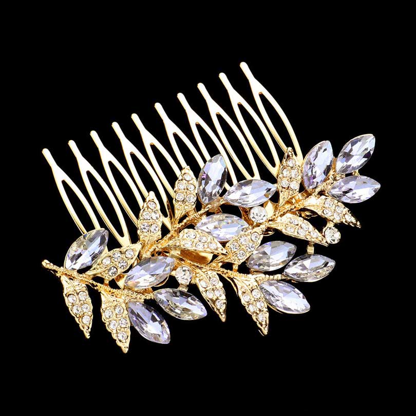 Amethyst Marquise Stone Accented Leaf Cluster Hair Comb, is a beautiful way to add a touch of glamour to any hairstyle with your special outfit. This comb is the perfect accessory for any special occasion. An excellent gift item for birthdays, anniversaries, weddings, bridal showers, proms, and other special occasions.