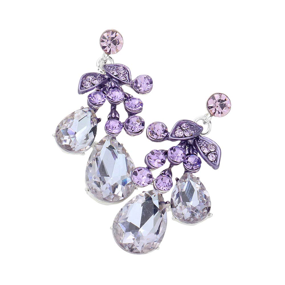 Amethyst Teardrop Stone Cluster Dangle Evening Earrings, these stunning pieces feature an elegant design and shimmering metal accents. Perfect for special occasions, they are sure to add style and elegance to any look, these earrings are sure to make a lasting impression. Gift a pair of these to someone you love. 