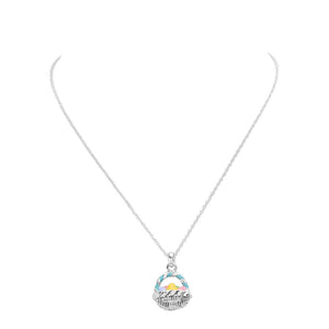 Antique Silver Enamel Easter Egg Basket Pendant Necklace is a charming addition to your jewelry collection. The handcrafted enamel egg pendant adds a touch of whimsy while the delicate chain provides a dainty elegance. Perfect for Easter celebrations or as a unique everyday accessory. A lovely Easter gift choice for someone you love.