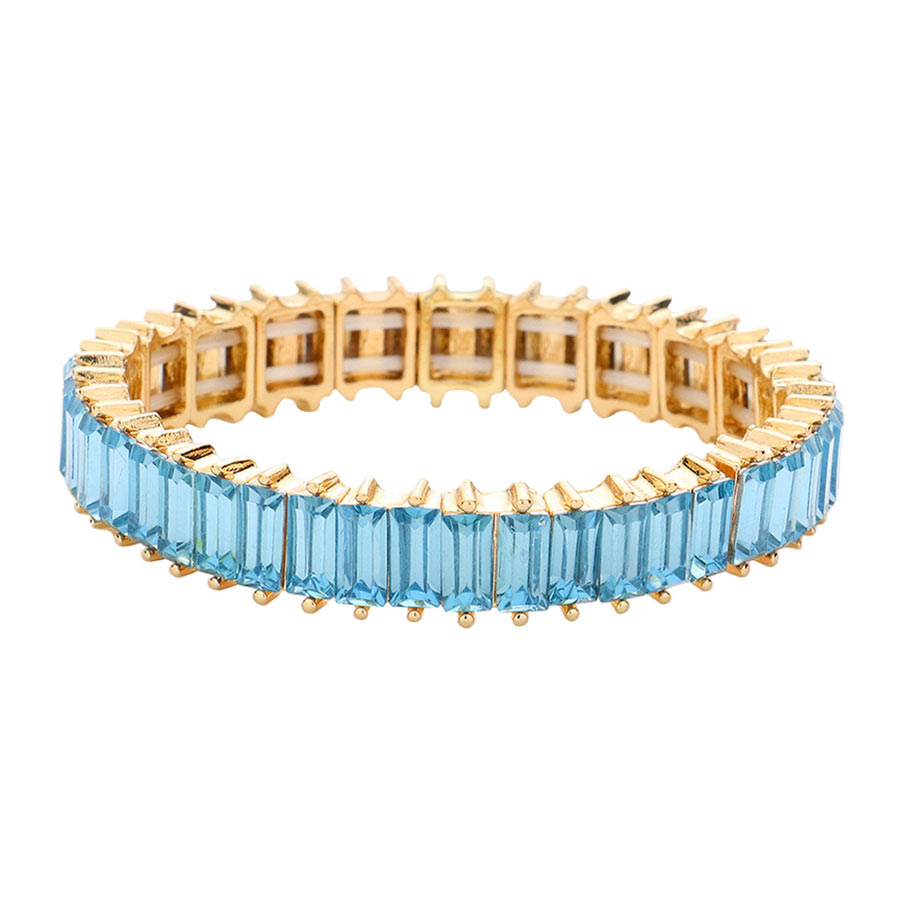 Aqua Rectangle Stone Stretch Evening Bracelet, This Rectangle Stone Stretch Evening Bracelet adds an extra glow to your outfit. Pair these with tee and jeans and you are good to go. Jewelry that fits your lifestyle! It will be your new favorite go-to accessory. create the mesmerizing look you have been craving for! Can go from the office to after-hours with ease, adds a sophisticated glow to any outfit on a special occasion