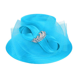 Aqua Rhinestone Embellished Feather Accented Mesh Bow Dressy Hat,  this hat will be perfect for  Tea Parties, Concerts, Evening Wear, Ascot, Races, Photo Shoots, etc. It perfect choice as a gorgeous gift for a mother, sister, grandmother, wife, daughter, or girlfriend on Birthday or at Christmas.