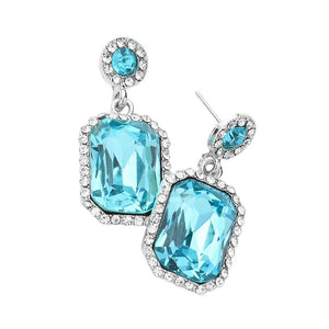 Aqua Rhinestone Rectangle Stone Evening Earrings, boast an elegant, timeless design with glistening rhinestones to add a touch of sophistication to your look. The alloy metal is sturdy and durable, making these earrings perfect for any special occasion or day-to-day wear. An exquisite gift for loved ones on any special day.