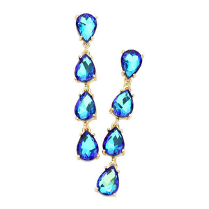 Aqua Teardrop Stone Link Dangle Evening Earrings, add a subtle hint of sophistication to your special occasion look. Crafted from stones in a variety of colors, these earrings feature a delicate teardrop stone design that will sparkle and shine under the evening light. Perfect gift for your loved ones on any meaningful day.