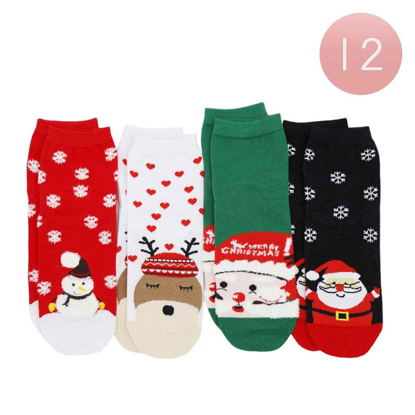 Assorted 12Pairs Snowman Snowflake Rudolph Heart Santa Claus Socks, make a great holiday gift. Crafted with a soft, breathable fabric, these socks are designed to keep your feet comfortable and cozy all winter long. The festive designs featuring snowmen, snowflakes, and more bring holiday cheer to any outfit. Happy Christmas!