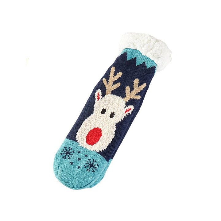 Assorted 12Pairs Faux Sherpa Lining Rudolph Snowflake Socks, are made from the softest materials and feature a faux Sherpa lining for warmth and comfort. Perfect for the holiday season, they feature a festive Rudolph snowflake pattern. Add a whimsical of Christmas with these socks to your holiday outfit.