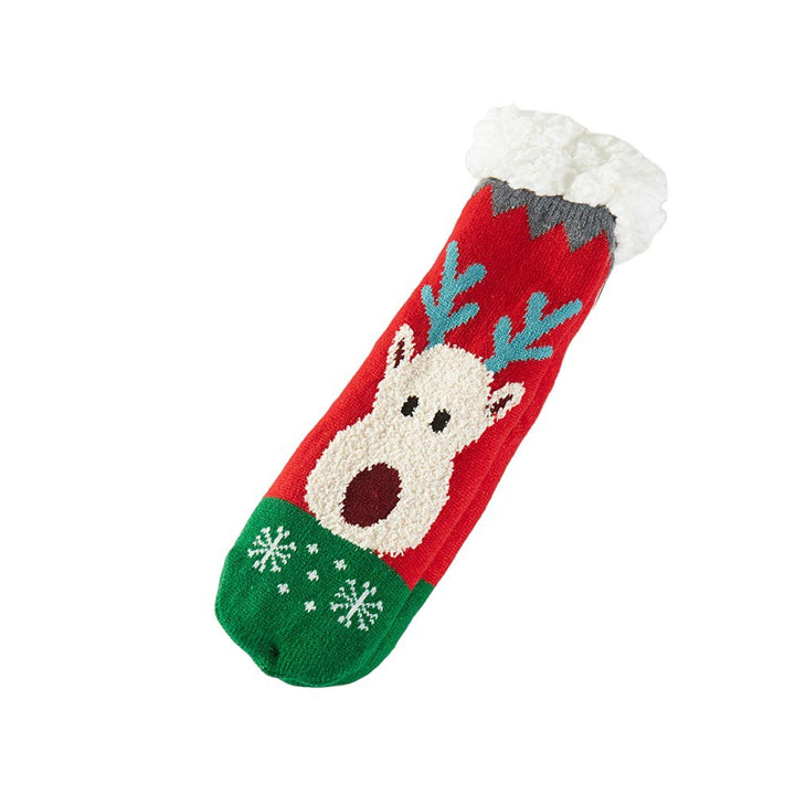 Assorted 12Pairs Faux Sherpa Lining Rudolph Snowflake Socks, are made from the softest materials and feature a faux Sherpa lining for warmth and comfort. Perfect for the holiday season, they feature a festive Rudolph snowflake pattern. Add a whimsical of Christmas with these socks to your holiday outfit.