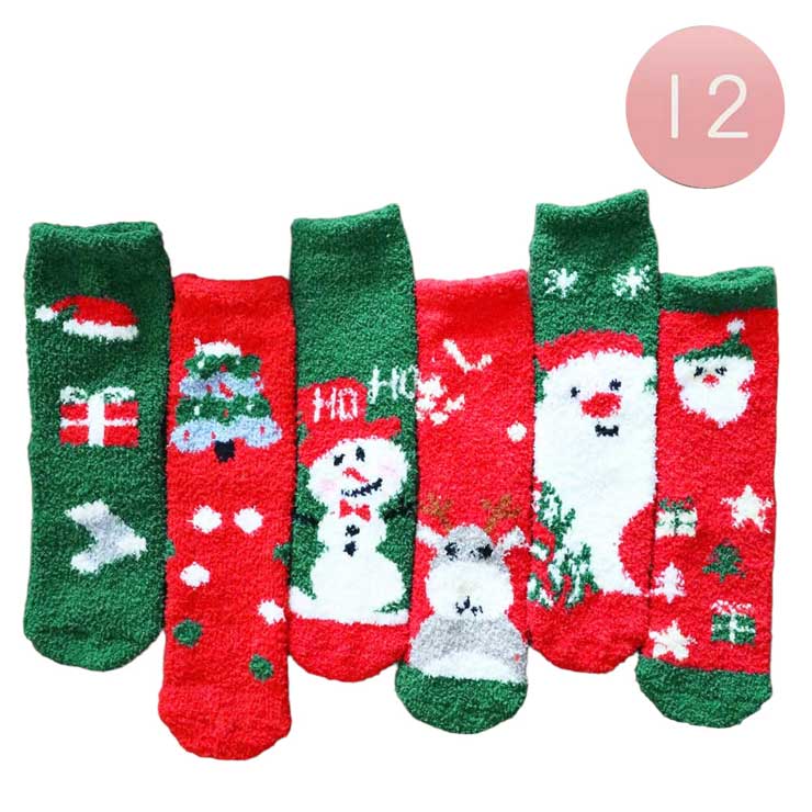 Assorted 12Pairs Santa Claus Snowman Rudolph Soft Socks, treat your feet with these cozy and festive Santa Claus snowman Rudolph soft socks! With super soft material and comfortable fabric, these will be your favorite everyday socks. The Rudolph Soft socks are an excellent gift choice.