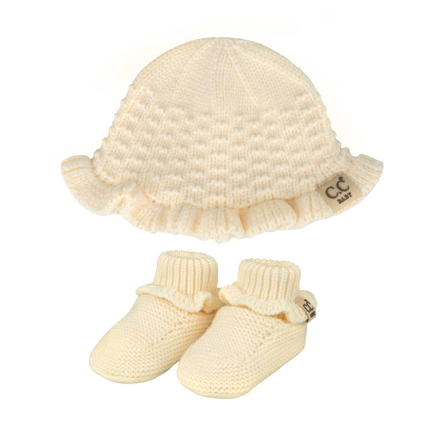 C.C Baby Knitted Bonnet&Amp;Booties Set - Cream - Baby Set