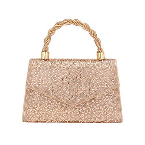 Beige Bling Top Handle Evening Crossbody Bag, is the perfect accessory to complete any outfit. The durable construction and fashionable design of this bag make it ideal for special occasions. With enough space for a cell phone, lipstick, and other essential items, you'll never be without the perfect accessory.