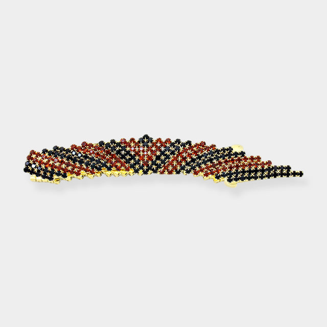 Madeline Love Black, Brown, Gold Curved Crystal Barrette - Hair Accessories