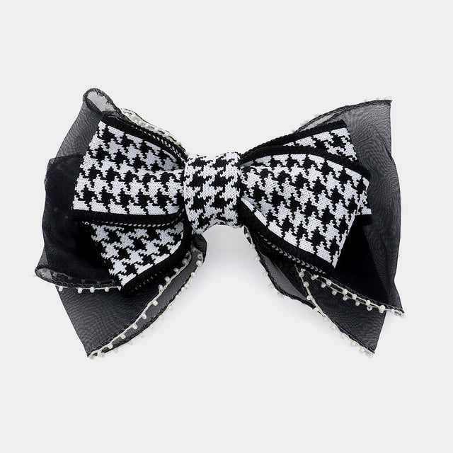 Madeline Love Black Pearl Pointed Houndstooth Bow Barrette - Hair Accessories
