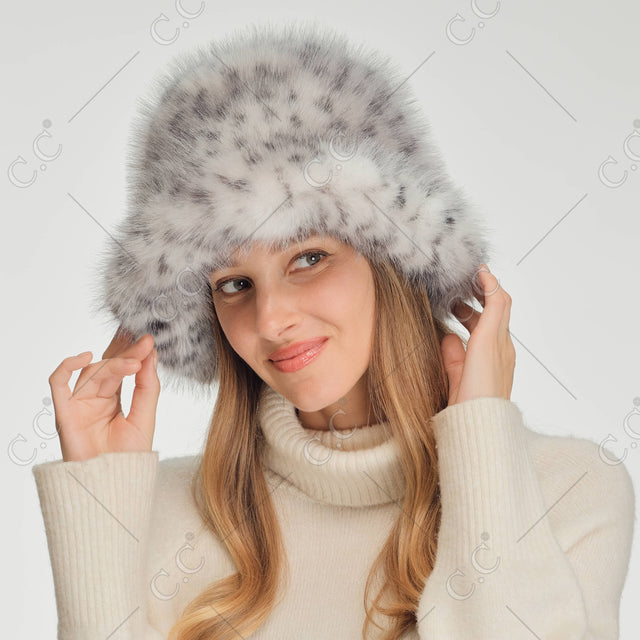 C.C Faux Fur Leopard Bucket Hat - Bucket Hats