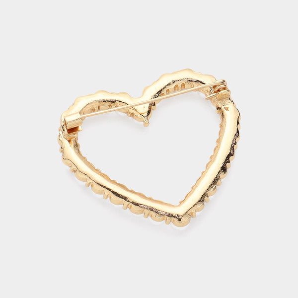 Pearl Open Heart Pin Brooch