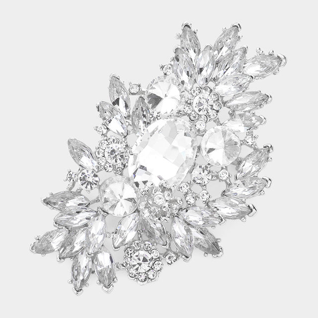 Madeline Love Silver Glass Crystal Bouquet Pin Brooch