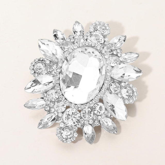 Madeline Love Clear Oval Center Stone Pin Brooch