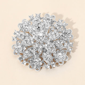 Madeline Love Clear, Silver Vintage Floral Crystal Pin Brooch - Brooches