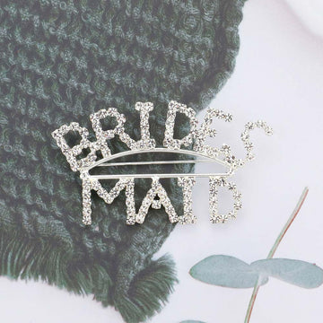 Madeline Love Silver BRIDES MAID Rhinestone Pin Brooch - Brooches