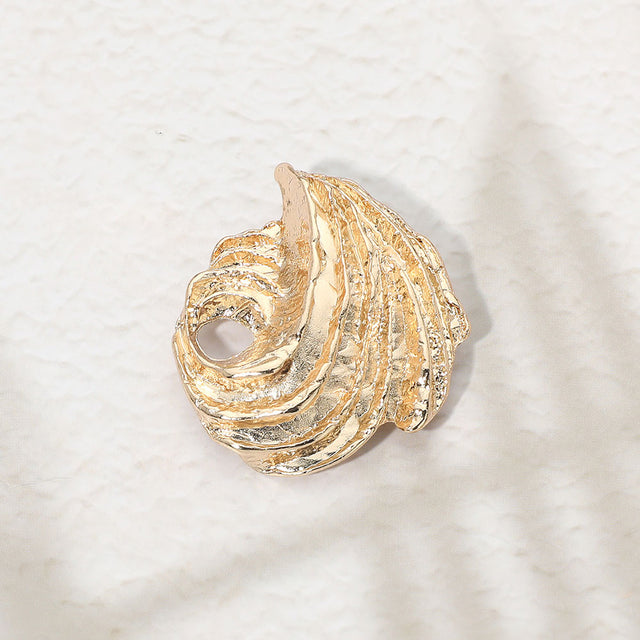 Madeline Love Gold Textured Metal Abstract Swirl Pin Brooch