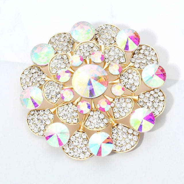 Madeline Love AB, Gold Bubble Stone Flower Pin Brooch